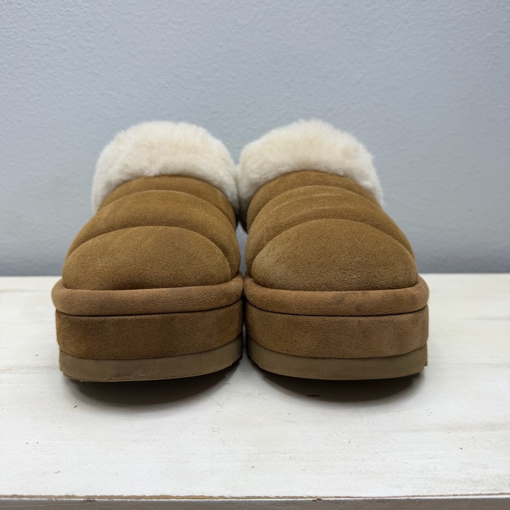 Ugg Brown Suede Tazzlita Platform Slippers Size 10 - Picture 5 of 10